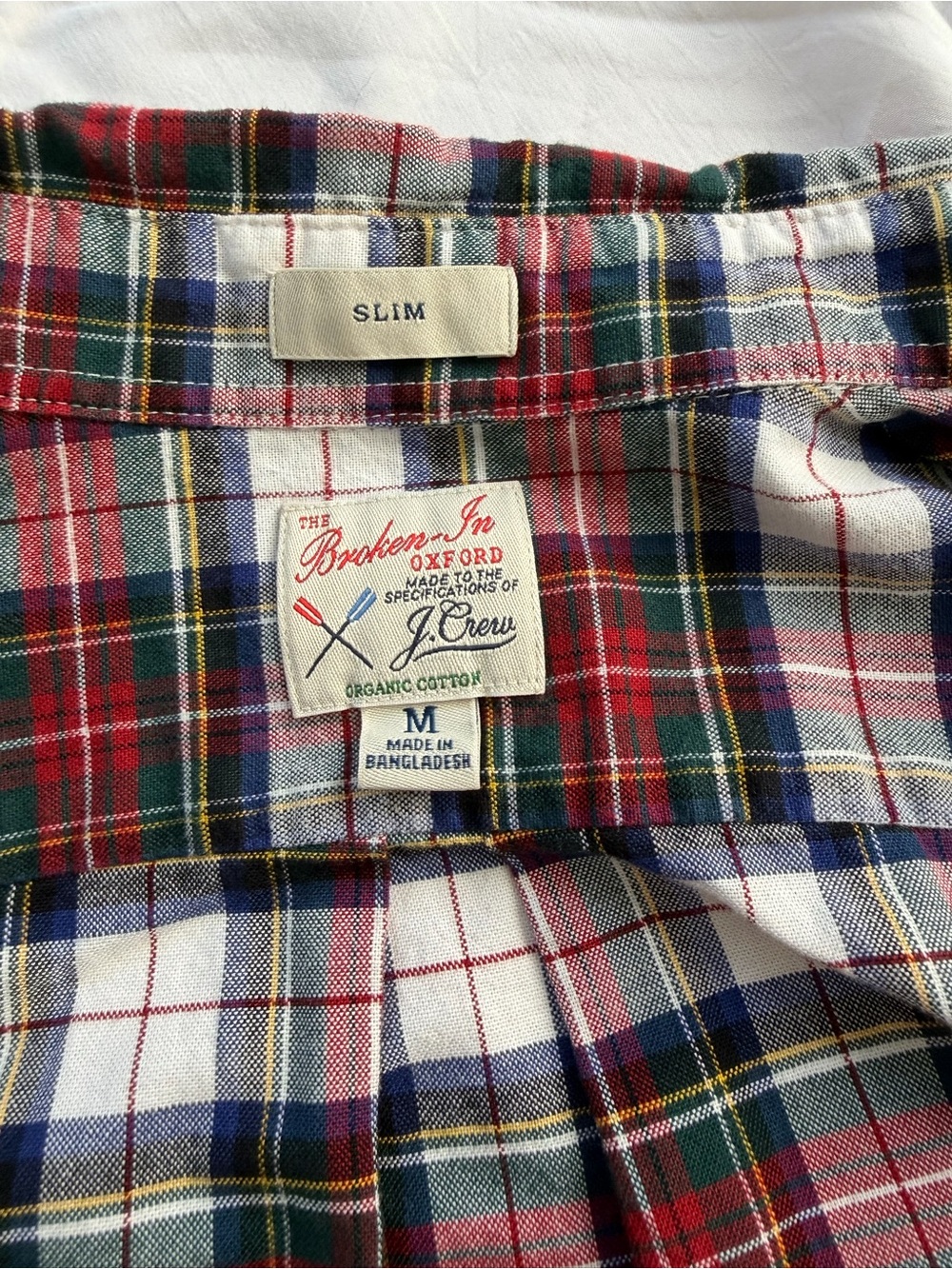 J.Crew Broken-In Oxford Shirt Slim Medium Organic Cotton Holiday Tartan Plaid - Picture 11 of 11